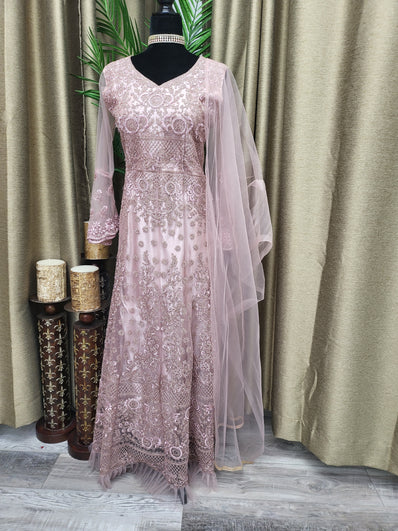 Party wear Anarkali Suit in Pink  Color