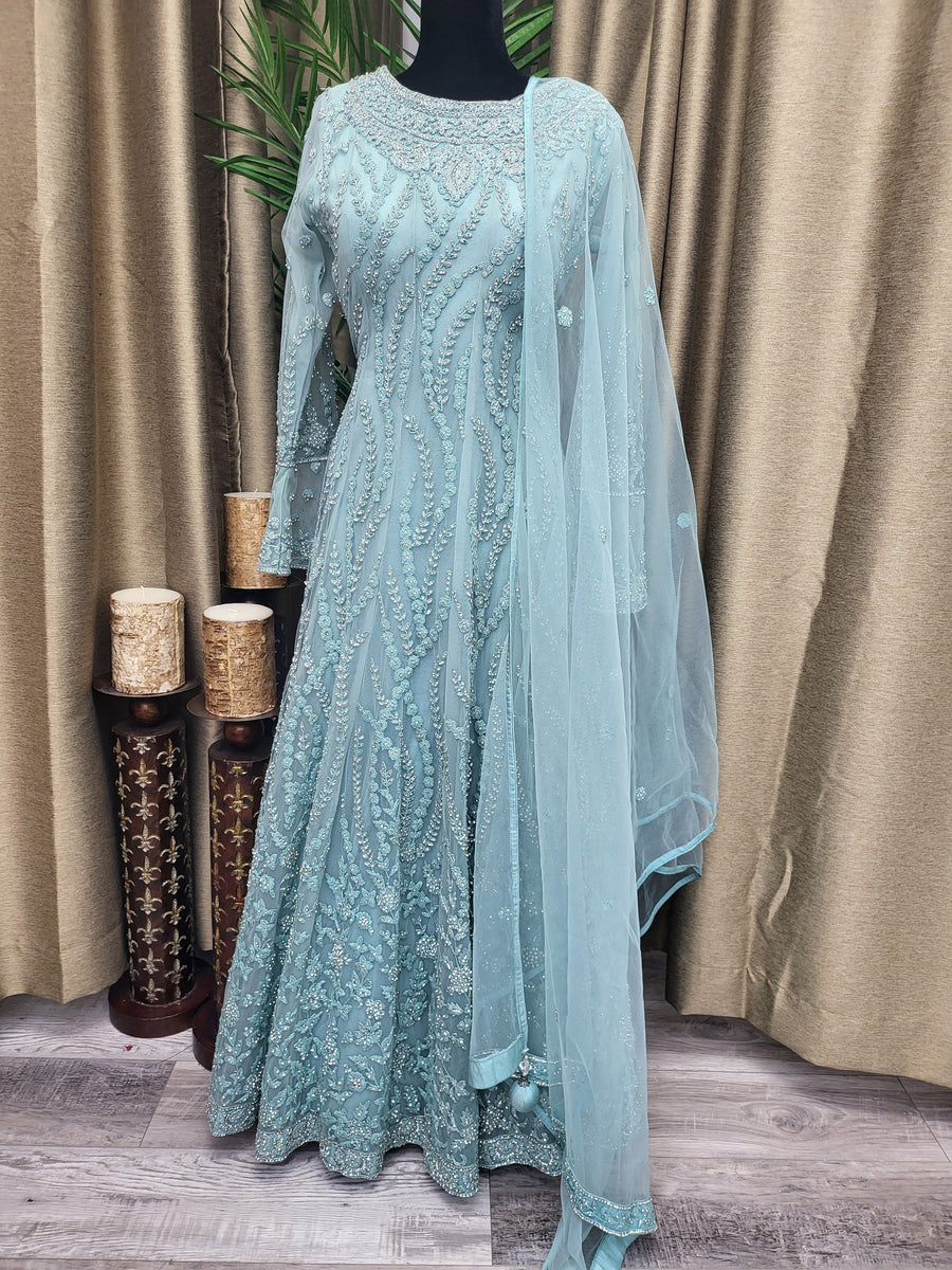 Party wear Anarkali Suit in Aquamarine  Color --PAK18