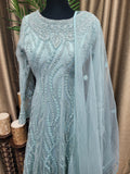 Party wear Anarkali Suit in Aquamarine  Color