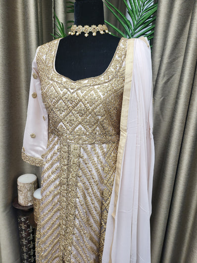 Party wear Anarkali Suit in Antique White  Color
