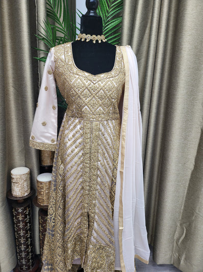 Party wear Anarkali Suit in Antique White  Color