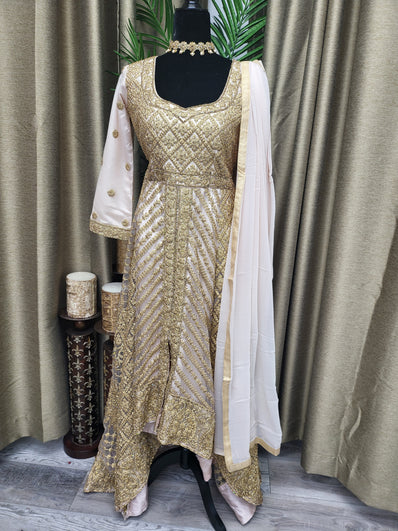 Party wear Anarkali Suit in Antique White  Color
