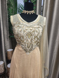 Party wear Anarkali Suit in Khaki    Color