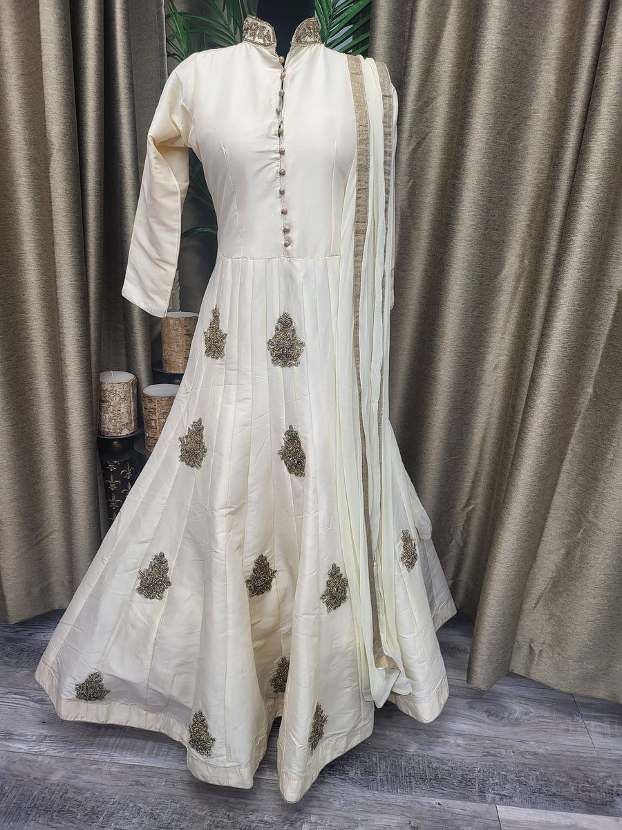 Party wear Anarkali Suit in IVORY  Color