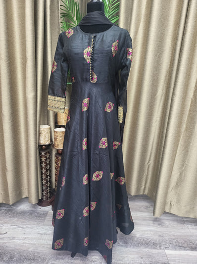 Party wear Anarkali Suit in Black Color