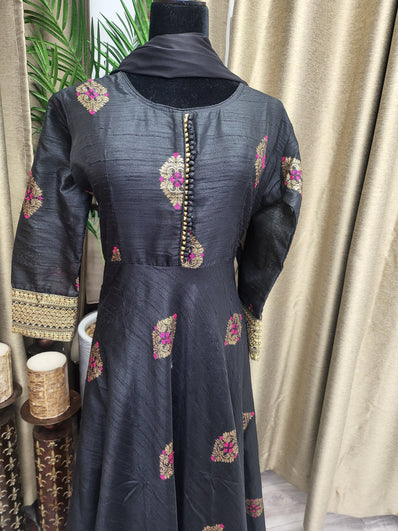 Party wear Anarkali Suit in Black Color