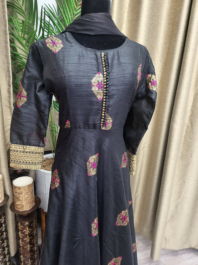 Party wear Anarkali Suit in Black Color