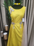 Party wear Anarkali Suit in Mustard Color