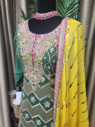 Party wear Sharara suit in Green Color --PSH46