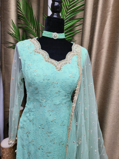 PSH32 Sharara Suit in Sea Green