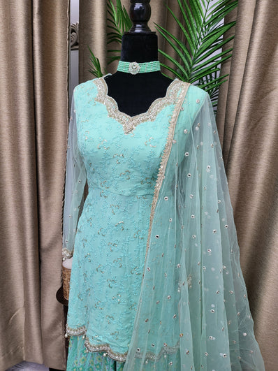 PSH32 Sharara Suit in Sea Green