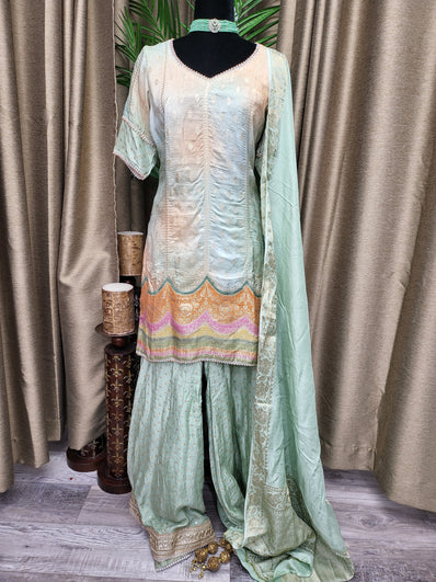 PSH31 Multi tone Banarasi Sharara Suit