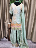 Party wear Sharara suit in Sea Green Color --PSH40