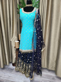 PSH30 Turquoise Sharara Suit
