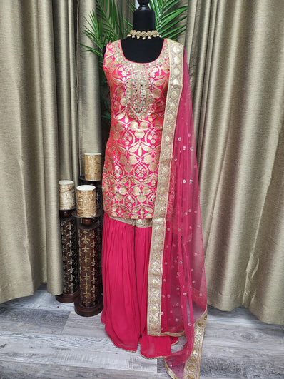 PSH29 Deep Pink Sharara Suit
