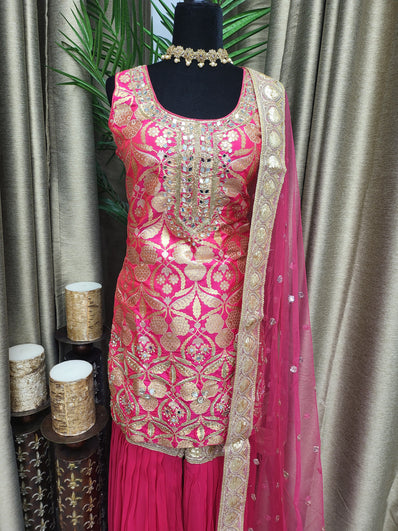 PSH29 Deep Pink Sharara Suit