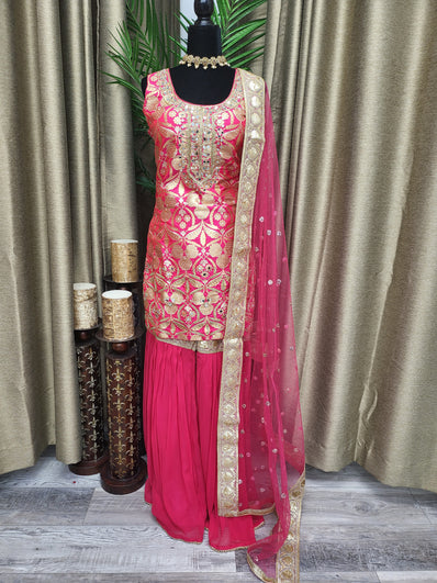 PSH29 Deep Pink Sharara Suit