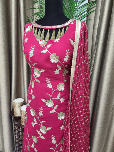 Party wear Sharara suit in Crimson  Color --PSH35