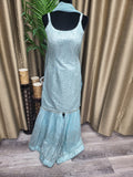 PSH24 Partywear Sharara Suit with Sequin work in Sky Blue