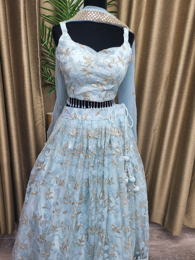 Party wear Lehenga in Baby Blue Color