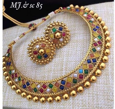 Sunshine Choker with Stud Earrings - Multicolour