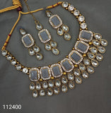Naira Kundan Choker Set with Tikka - Grey