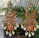 Alia Meenakari Earrings - Orange
