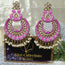 Laila Meenakari Chandbali Earrings -Fuscia