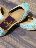 Punjabi Jutti- Mint Green with Pearl work