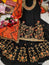 Designer Dress Material- Black/ Orange