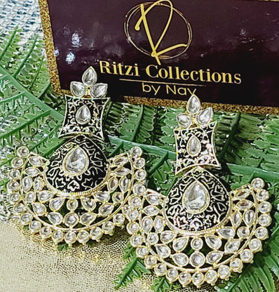 Avni Meenakari Earrings -Black