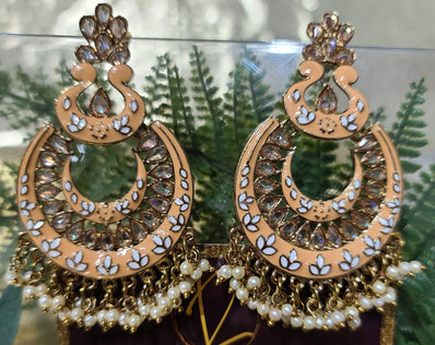 Laila Meenakari Chandbali Earrings -Daffodil