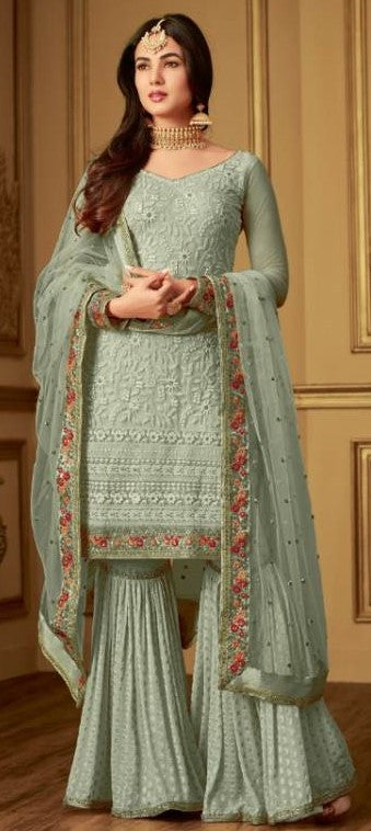 Roma Designer Sharara Suit- Peach