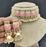 Meera Kundan Necklace set  - Pink
