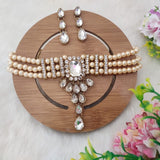 Sarah  Pearl Choker Set - White