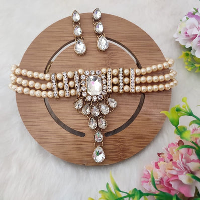 Sarah  Pearl Choker Set - Clear