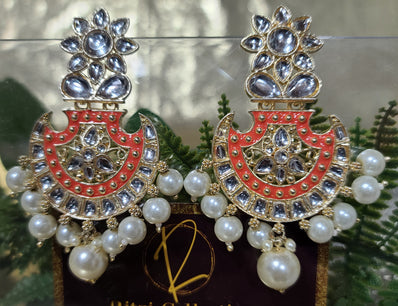 Zoya Meenakari Earrings - Orange