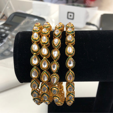 White and green stone Bangles