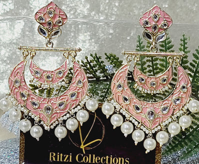 Maya Meenakari Earrings - Salmon