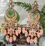 Jeeva Meenakari Earrings- Peach