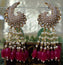 Long Peacock Kundan  Polki Earring with Pearl drop Strings