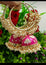 Bliss Meenakari-Pearl Enameled jhumka Earrings with Bali- Hot Pink